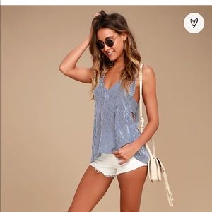 NWOT lulus white and navy striped tank